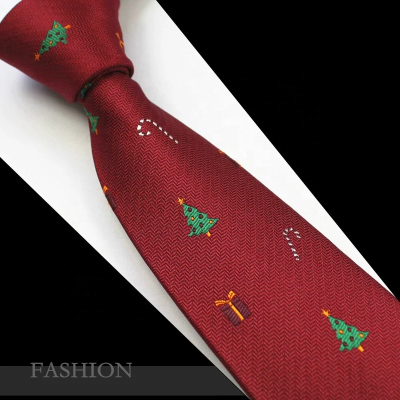 Mens Merry Christmas Ties 7cm Silk Woven Necktie for Men Gift Necktie Holiday Santa & Deer Tie