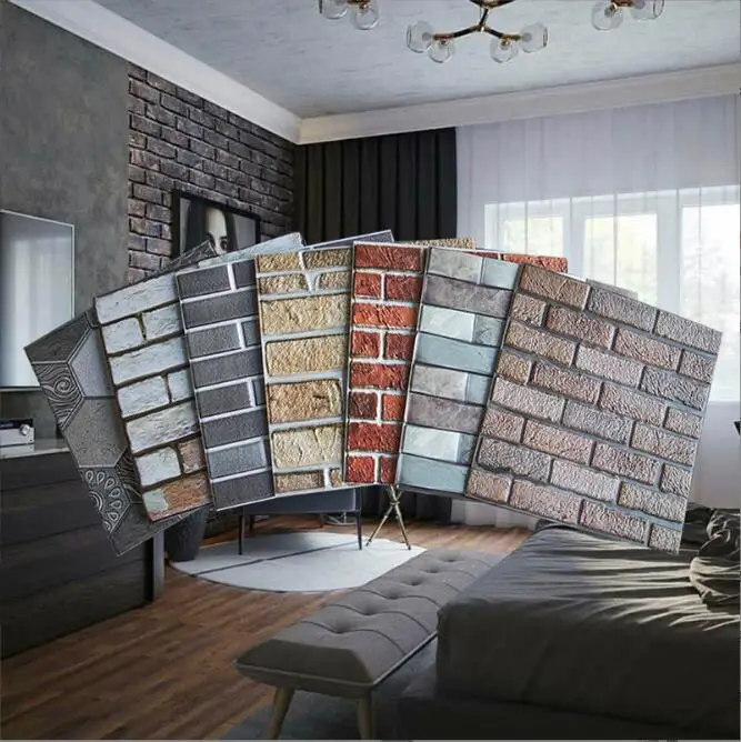3d brick stone self adhesive pvc wallpapers for lobby
