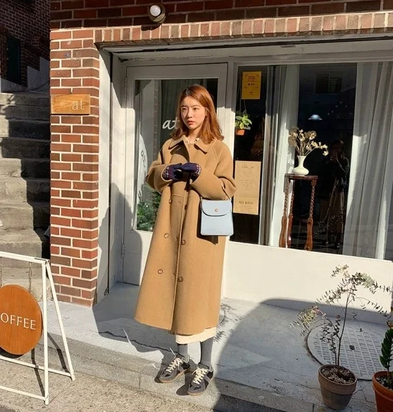 2020 Hot Sell Europe Style Women Wool Coat Long Wool Trench Coat Women For Women/ladies