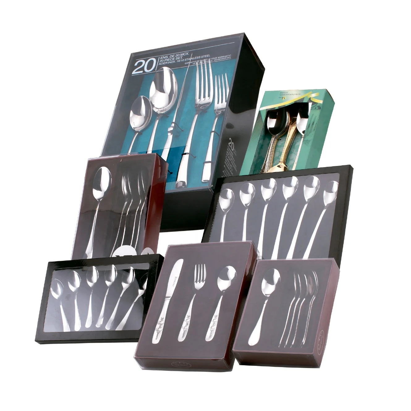 OEM stainless steel cutlery spoon and fork dinner spoon and fork gold flatware set in OPP bag packing