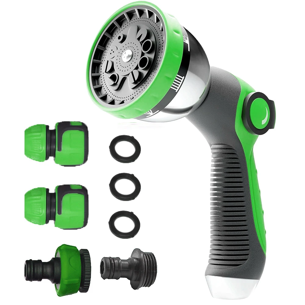 Factory Direct Sale Metal Garden Hose Nozzle Water Gun 10 Function Garden Water Spray Nozzle With Garden Quick Connector