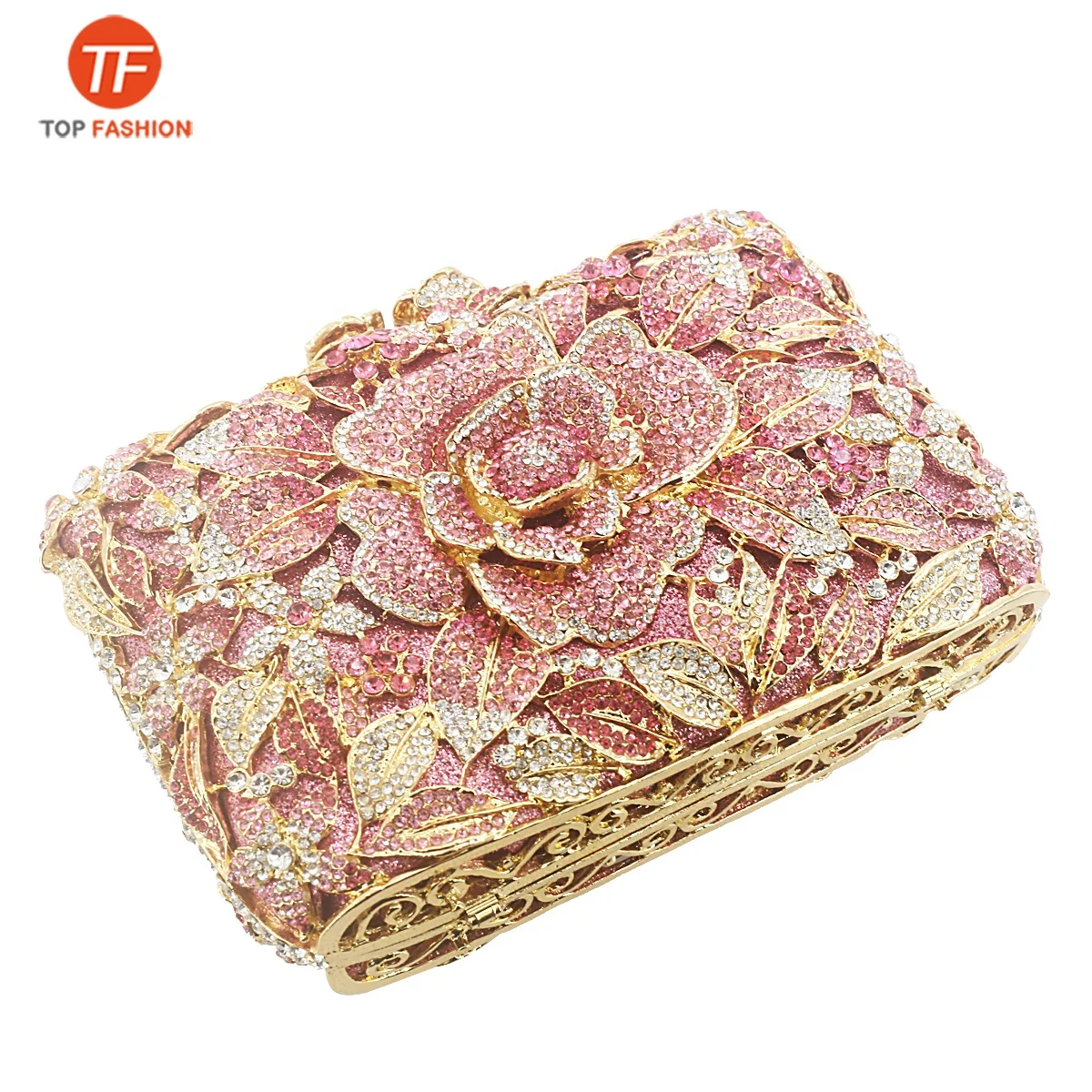 
Luxury Flower Designer Diamond Crystal Bags Prom Evening Bags Ladies Wedding Handbags 