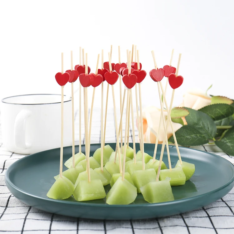 Decorative sticks in many shape Disposable gold ball cocktail picks skewers of bamboo 4 inch