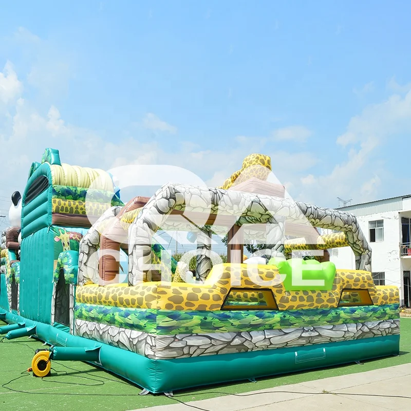 Sports Jungle Adventure Challenge Indoor Outdoor Children Inflatable Playground Inflatable Animals Panda Theme Park For Sale
