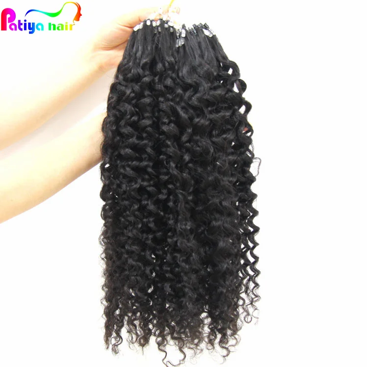 Shopping On Online Burmese Curly Micro Loop Ring Hair Products 100 grams Peruvian Curly Virgin Micro Link Human Hair Extensions