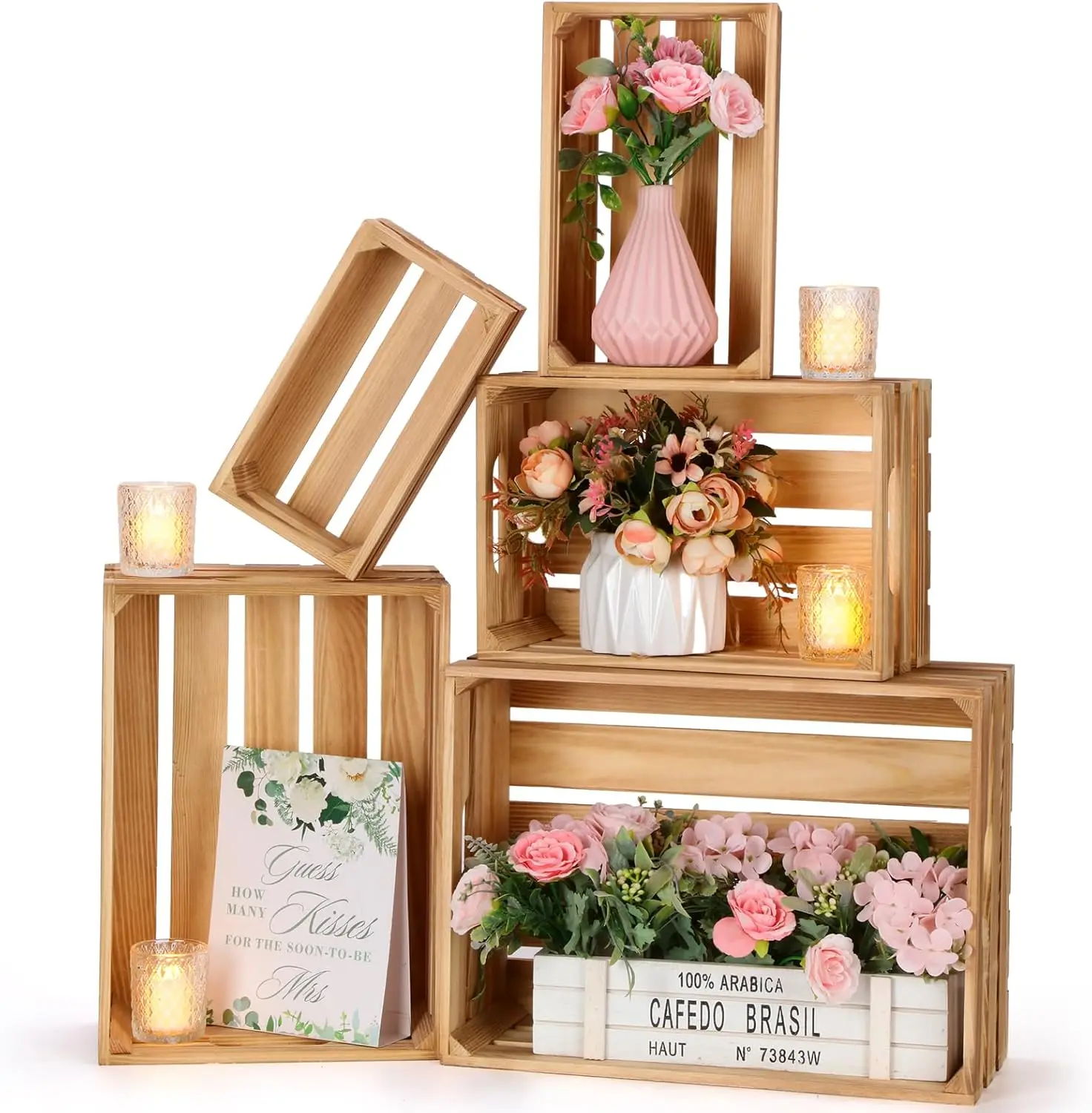set of 5 storage baskets home decoration wooden box  fruits collection bamboo basketry party use flower decor basket