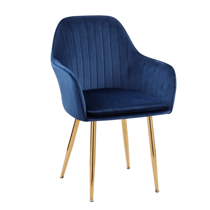 
Luxury Velvet Armrest Sofa Restaurant Room Fabric Italian Dining Chairs with Gold Metal Legs for Cafe 