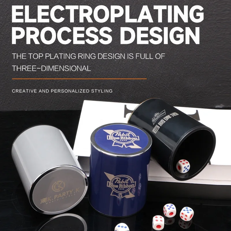 New arrival quality ABS plastic dice cups box bottom edge electroplated roller dice dice cup casino for KTV/night club