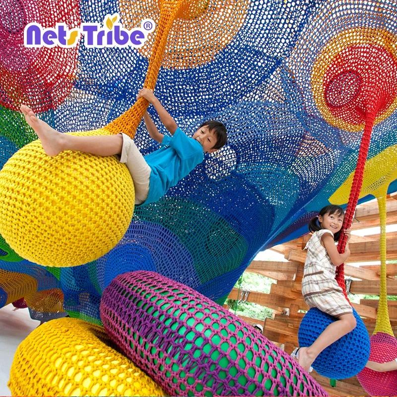Colorful Climbing Nets Soft Playground Trampoline with Slide and Steel Frame China Plastic Woven Bag with Pallet 2 Kids/ M2 >10