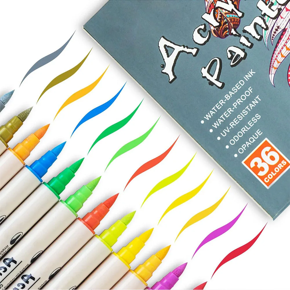 Manufacturer Wholesale Double-headed Acrylic Marker Soft Brush Waterproof DIY Student Painting Pen Graffiti 24 Color Marker Pen