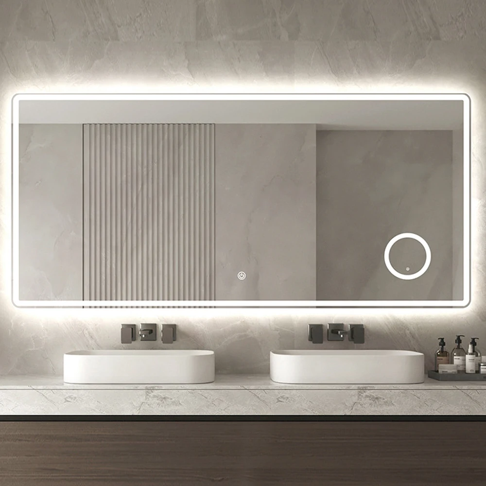 Intelligent bathroom mirror bathroom touch screen wall mounted with COB light comb makeup mirror