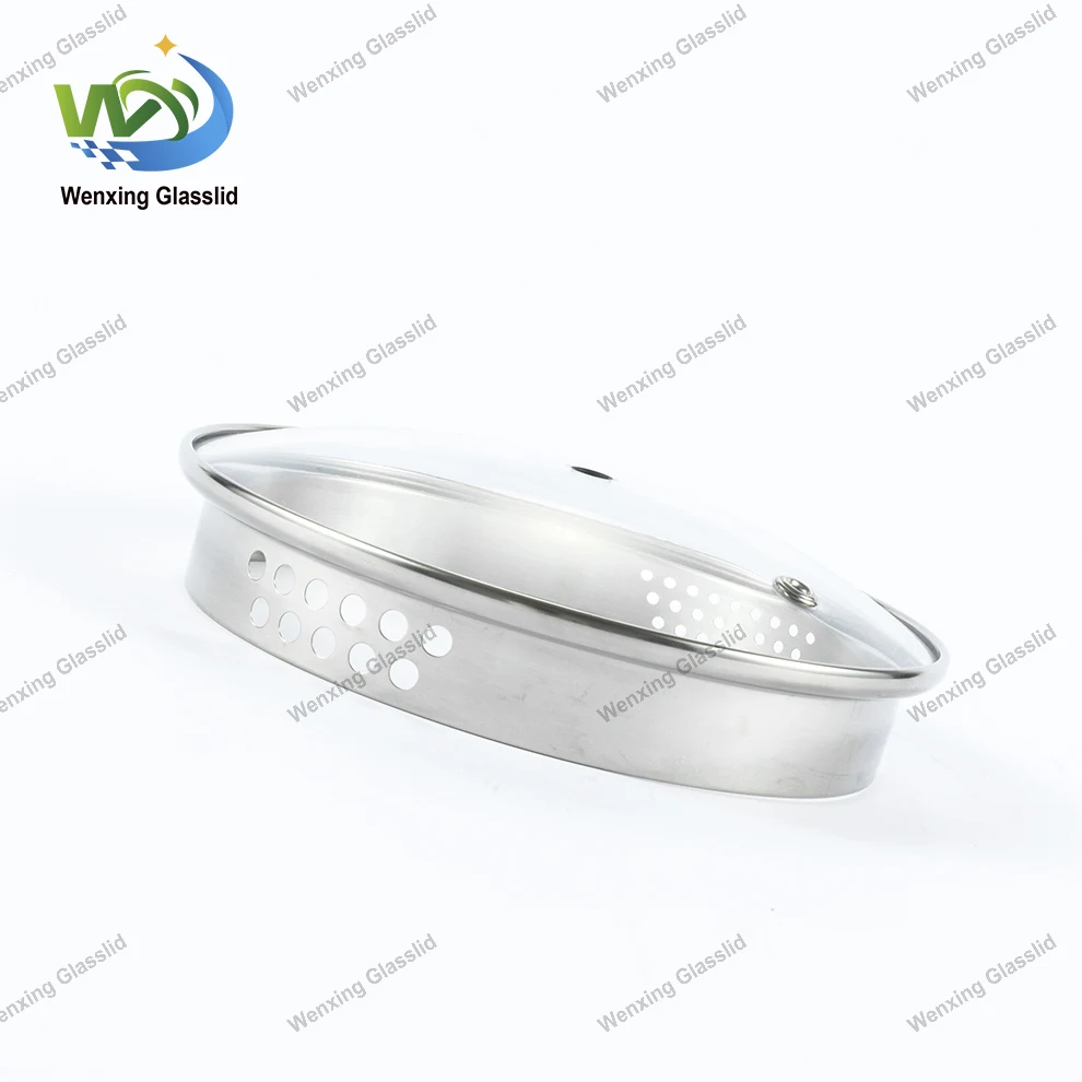Multi Sized Kitchen Cookware Part  Strainer L Type Glass Pot Lid for Frying Pans Essential Cookware Parts Glass Wok Lid