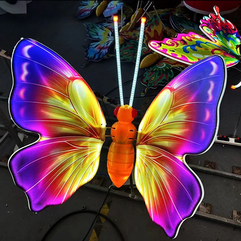 Dynamic Butterfly Light Outdoor Simulation Dragonfly Bee Shaped Light Scenic Area Park Night Scene Decoration Landscape Light