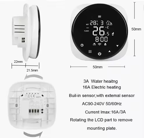 Tuya WIFI Smart Thermostat Functional Electric Smart Floor Heating Thermostats Digital Temperature Controller For House Warming