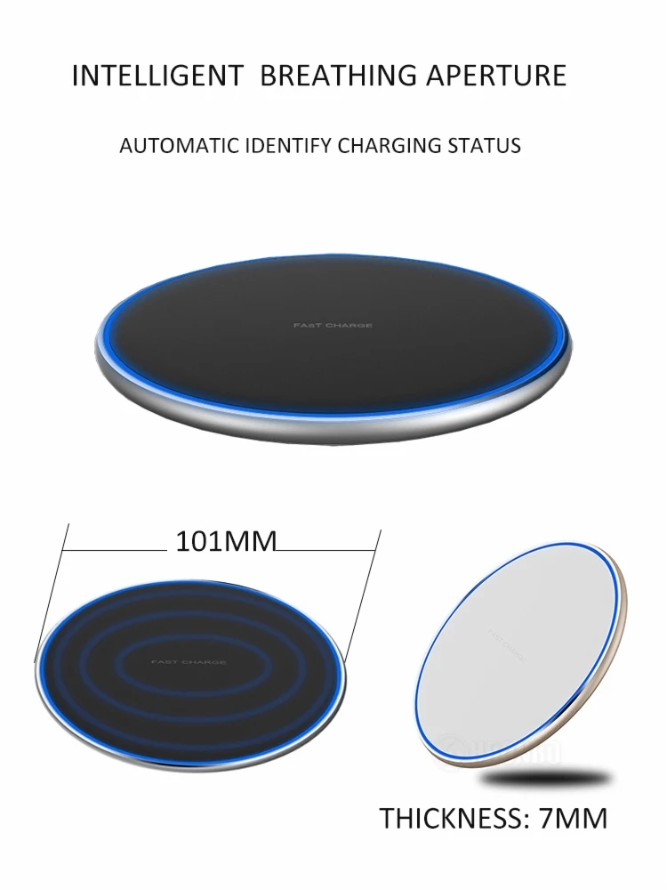 15W Acrylic Fast Wireless Charger Qi Quick Charging Pad for Android Mobile Phones iPhone Samsung Huawei