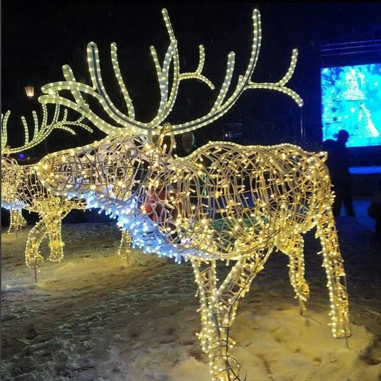  LED наружная скульптура 3D Полярный олень акриловый мотив свет для рождества патио орнамент