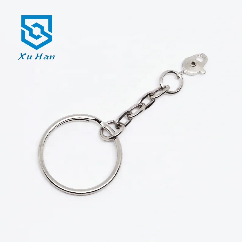 Wholesale metal split ring with chain lobster hook key ring