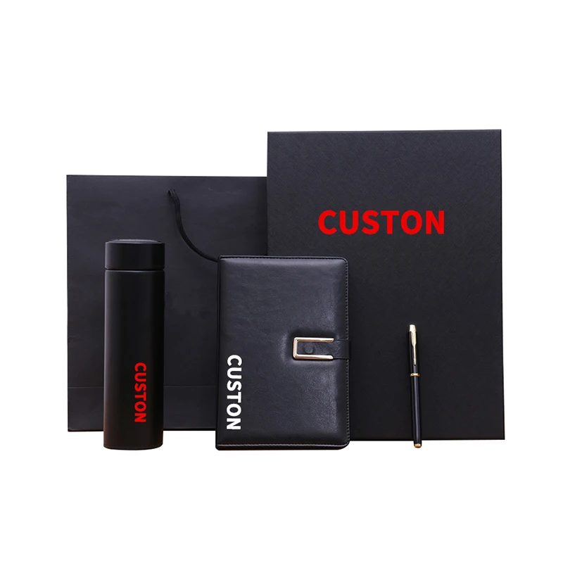 promotional Luxury Business Pen leather notebook Gift Set custom logo for men father boyfriend Birthday corporate gifts