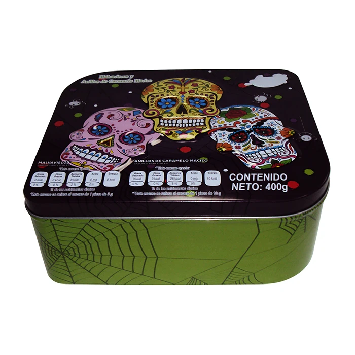 Custom Printed Cookies Tin Jar Bulk Cookie Box Tin Suppliers Large Tin Box for Cookie for Halloween