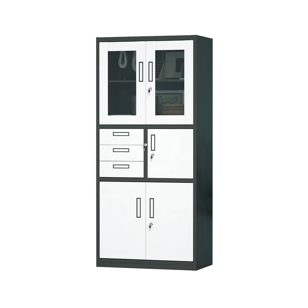 Steel filing cabinet with drawer and safe box metal cupboard office file storage cabinet