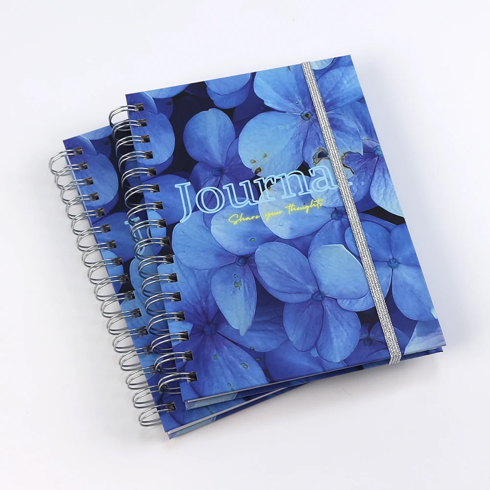 Custom create luxury wire spiral A5 A4 business planner diary gold elastic closure journals notebook custom printing