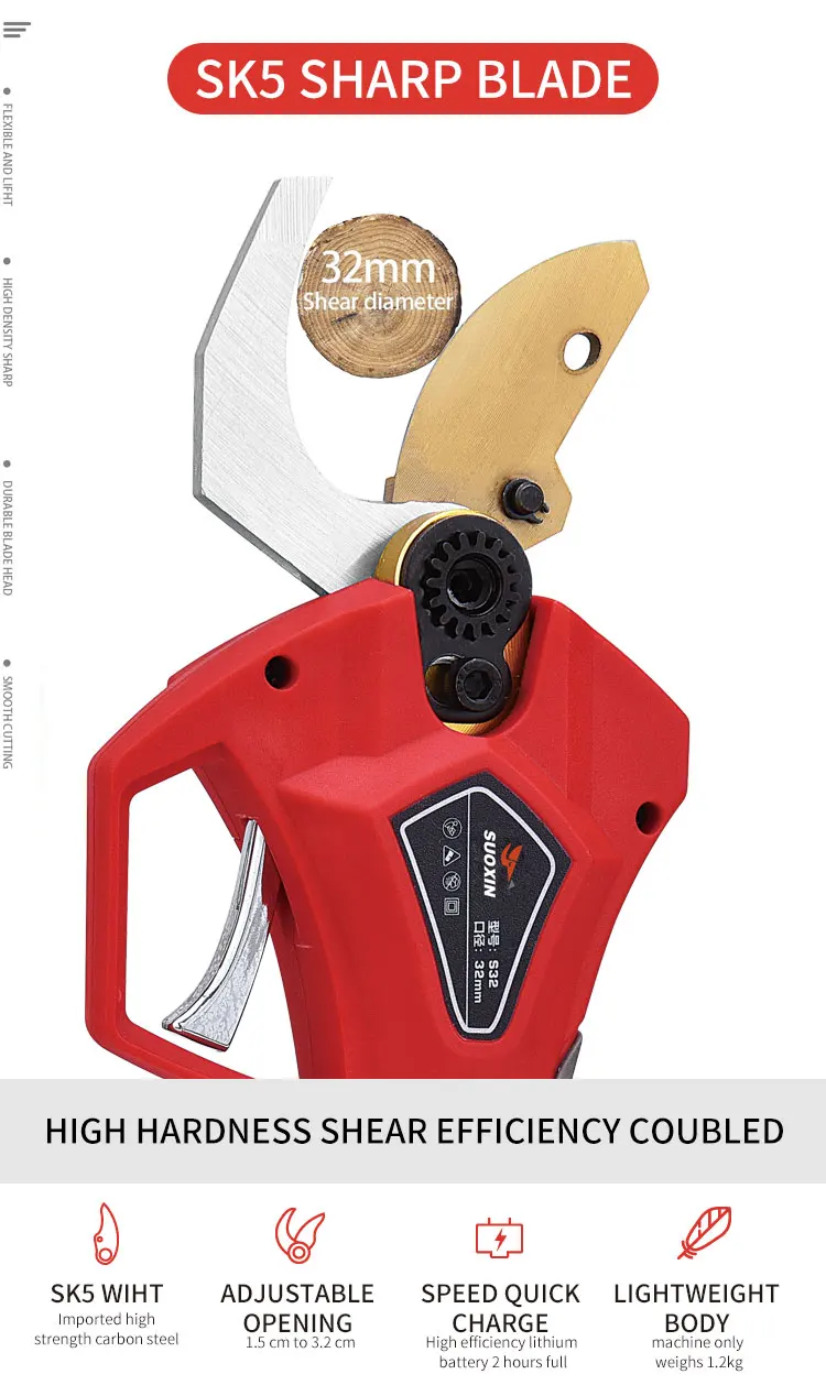 
21V 32mm Electric Progressive Pruning Shear With Finger Protection 