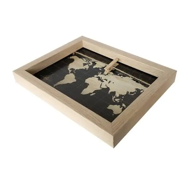MDF Wooden  Message  Board Blackboard Map l Art Picture Frame with Clips 20x30cm