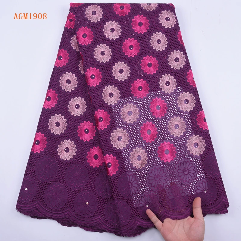 White Color Latest African Cotton Lace Fabric High Quality Nigerian Swiss Voile Lace In Switzerland Asoebi Lace Fabric 1908