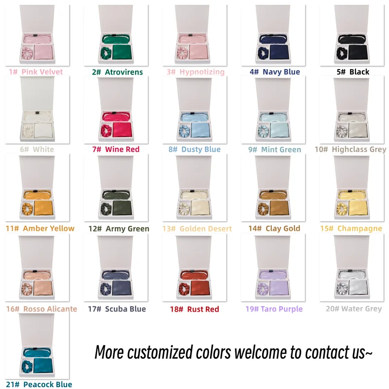 Real 100% Silk Pillowcase Set Mulberry Silk Eye Mask Blindfolds Women Silk Scrunchies Gift Set