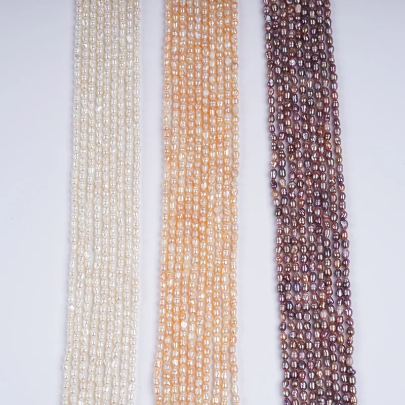 Natural Pearls Wholesale Cheap 2.8-3.2mm White Pink Purple Rice Fresh Water for Jewelry Making