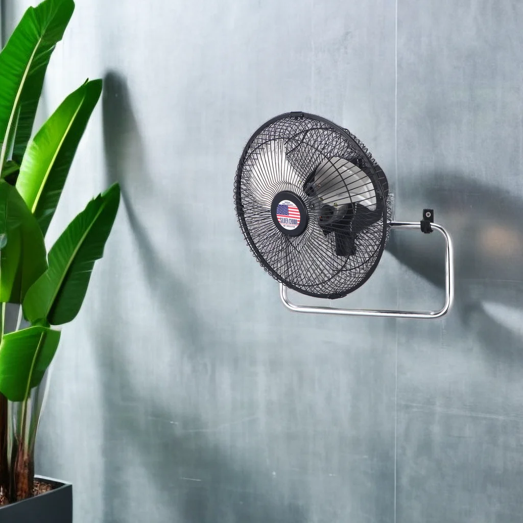 10-Inch High-Speed Wall-Mounted Electric Cooling Metal Fan 110V 3 Adjustable Air Flow Mechanical Control Household Garage Use