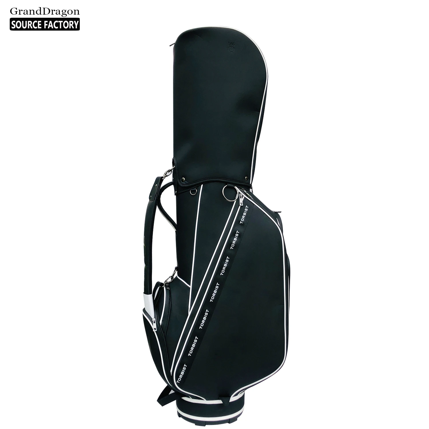 Granddragon Top Quality Premium black golf stand bag Custom ODM luxury Pu Leather golf bags