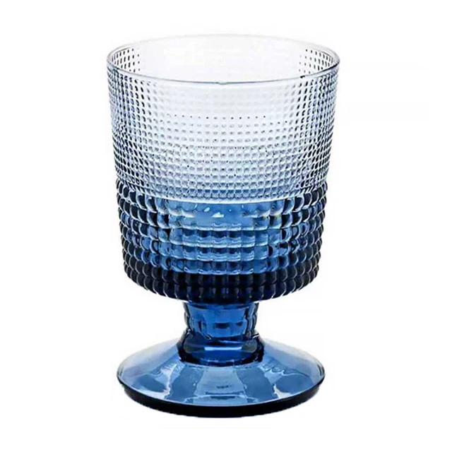 Mechanism Retro Wine Water Whiskey Glasses Cup Embossed Blue Drink Glass Goblet