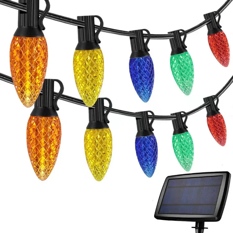 Пользовательские RGB клубника солнечные огни светодиодные гирлянда уличные украшения сад декоративные лампы C9 рождественские