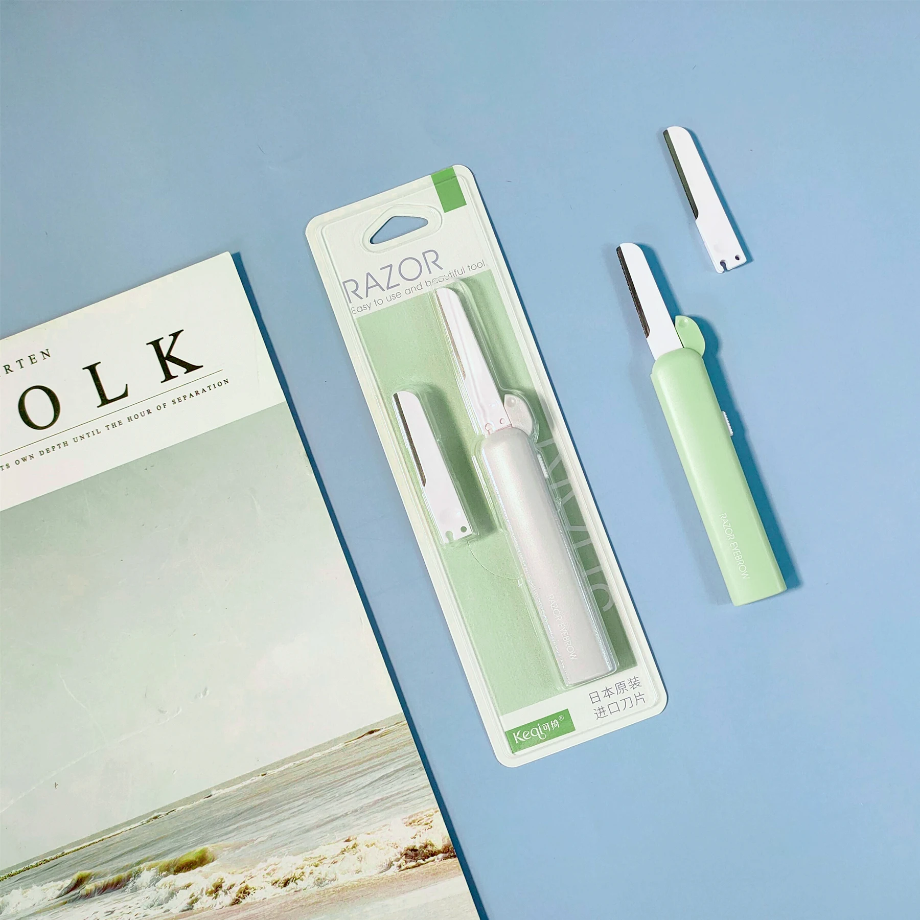 S.Belle Makeup Tools Best Selling Brow Trimmer Telescopic Razor Green Color Japanese Imported Blade Eyebrow Razor