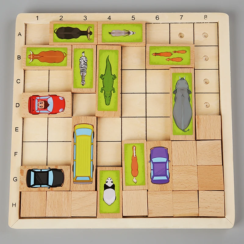 
Classic Intellectual Toy Wooden Huarong Road Customized Carving Pattern Huarong Road Sliding Puzzle 