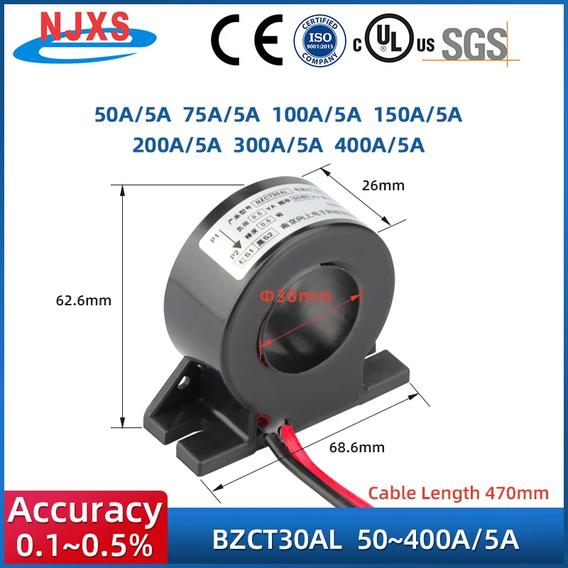NJXSE High Accuracy current transformer sensor 3 phase CT 10A 15A 20A 5A 50A 100A 200A Low voltage Measuring current transformer