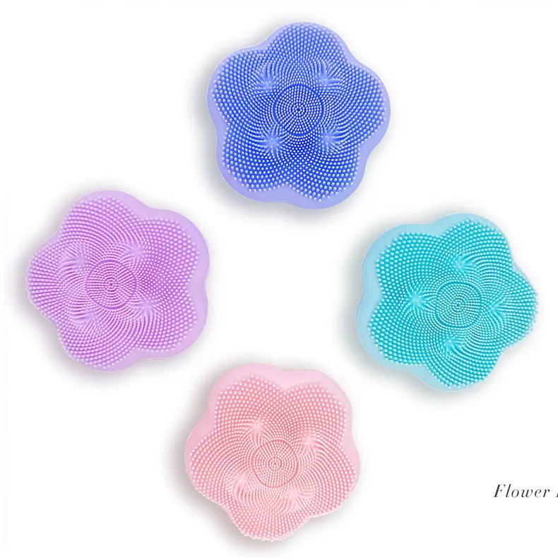 Unique Flower Design Magnetic Bead Vibration Face Cleaners Sonic Silicone Facial Cleansing Brush