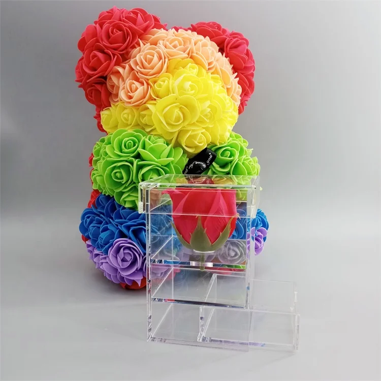Hot sale square packaging box for exhibit luxury acrylic flower box with lid high quality gift exhibit box