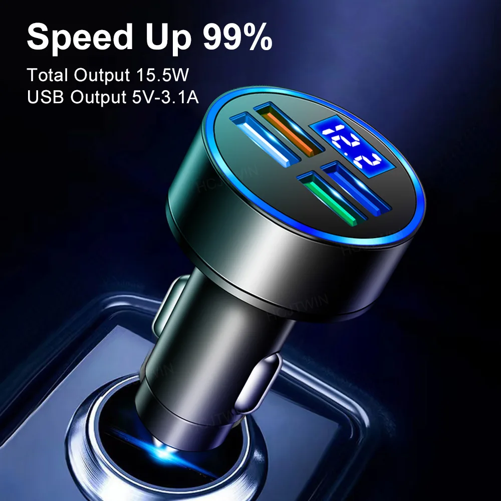 High Quality Electronic car accessories USB  charger 4 in 1 Fast car charger for iphone and samsung