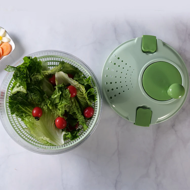 Multi-Functional Stainless Steel Kitchen Tool Eco-Friendly Hand Vegetable Dryer Salad Spinner Color Box Packing