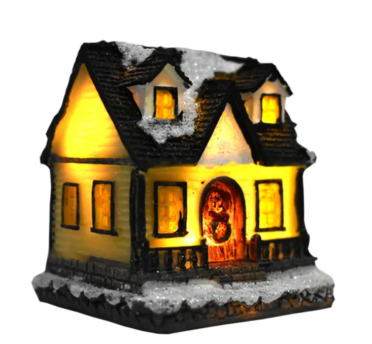 Hot sale custom ceramic santa claus mini light Christmas village house