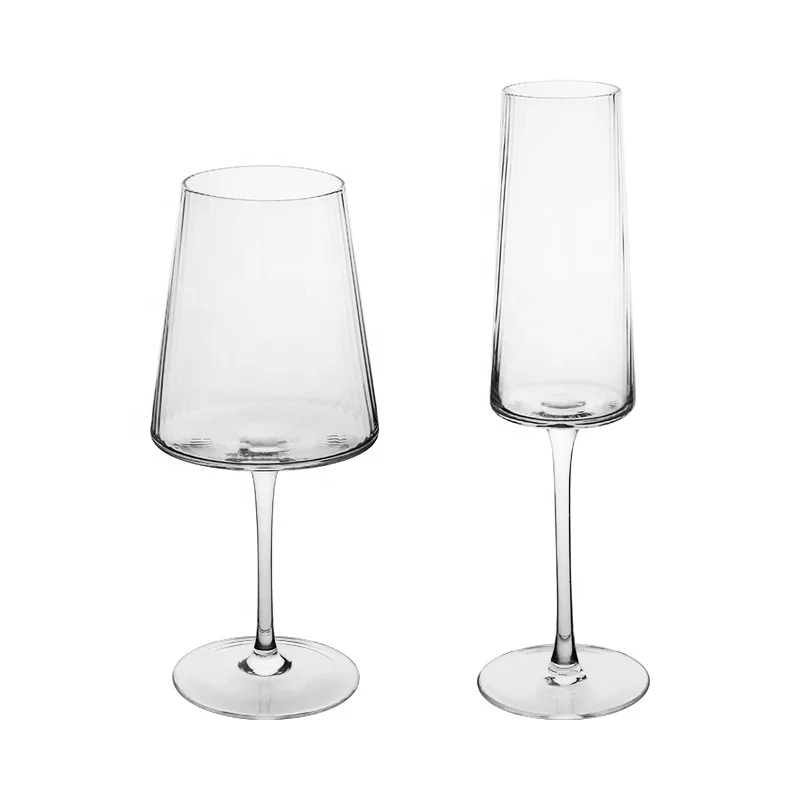 Handmade Crystal Clear Custom Stripe Design Modern Wine and Champagne Glass in Bulk