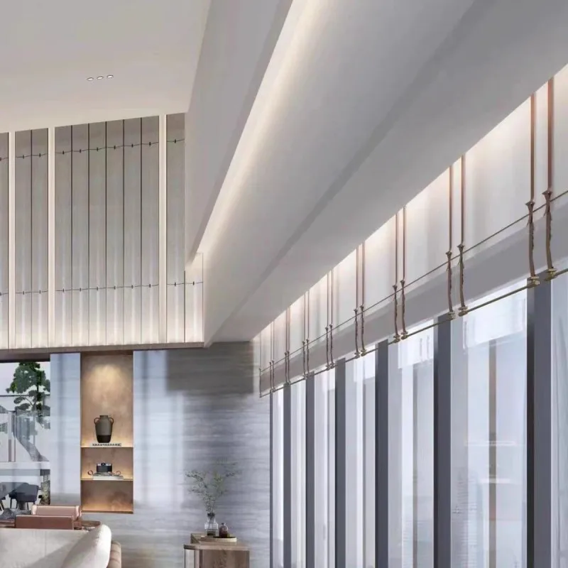 Современные легкие Роскошные Металлические Электрические римские занавески Складные жалюзи гостиничные рулонные шторы для гостиной