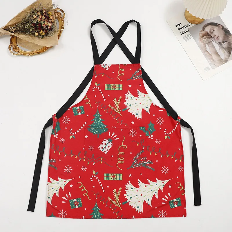 Wholesale Restaurant Print Polyester Waiter Salon Apron Cute Christmas Apron