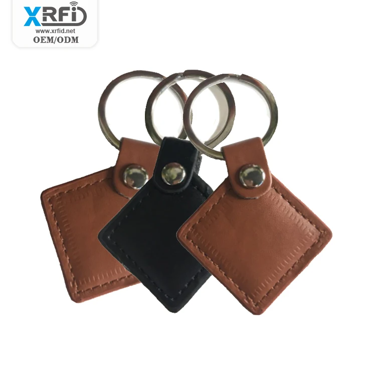 Customized Logo13.56mhz Nfc Rfid Leather Keytag Car Genuine Metal Luxury Pu Leather Keychain