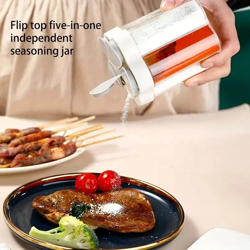 Five in one kitchen seasoning box seasoning bottle salt jar monosodium glutamate seasoning box household use