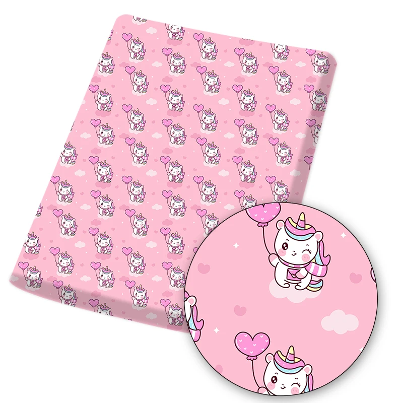 145cm Valentines Fashion Print Cartoon Heart Unicorn Home Textile Polyester Dress Cotton Fabric for Making Bags Tissue