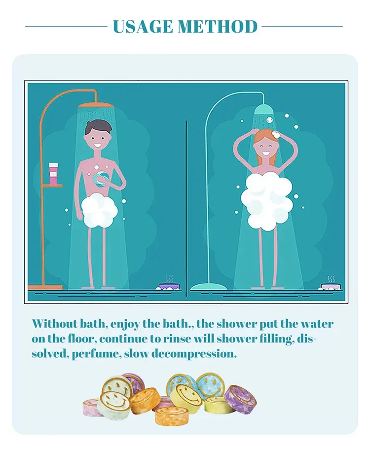 Private Labler Mica Powder Smile Relieve Stress Soothing Clam Lavender Shower Tablet Shower Steamers Aromatherapy