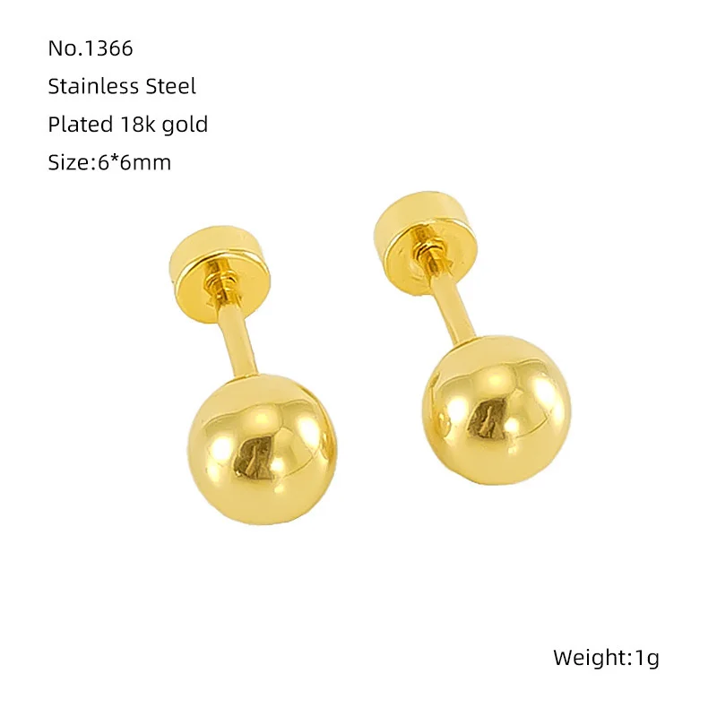 Stylish high polished base all-match stainless steel ball stud earrings for women wearing jewelry gifts